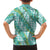 Hawaii Jade Vine Lei Family Matching Long Sleeve Bodycon Dress and Hawaiian Shirt Aloha Palaka Motif - Turquoise - Polynesian Pride