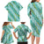 Hawaii Jade Vine Lei Family Matching Long Sleeve Bodycon Dress and Hawaiian Shirt Aloha Palaka Motif - Turquoise - Polynesian Pride