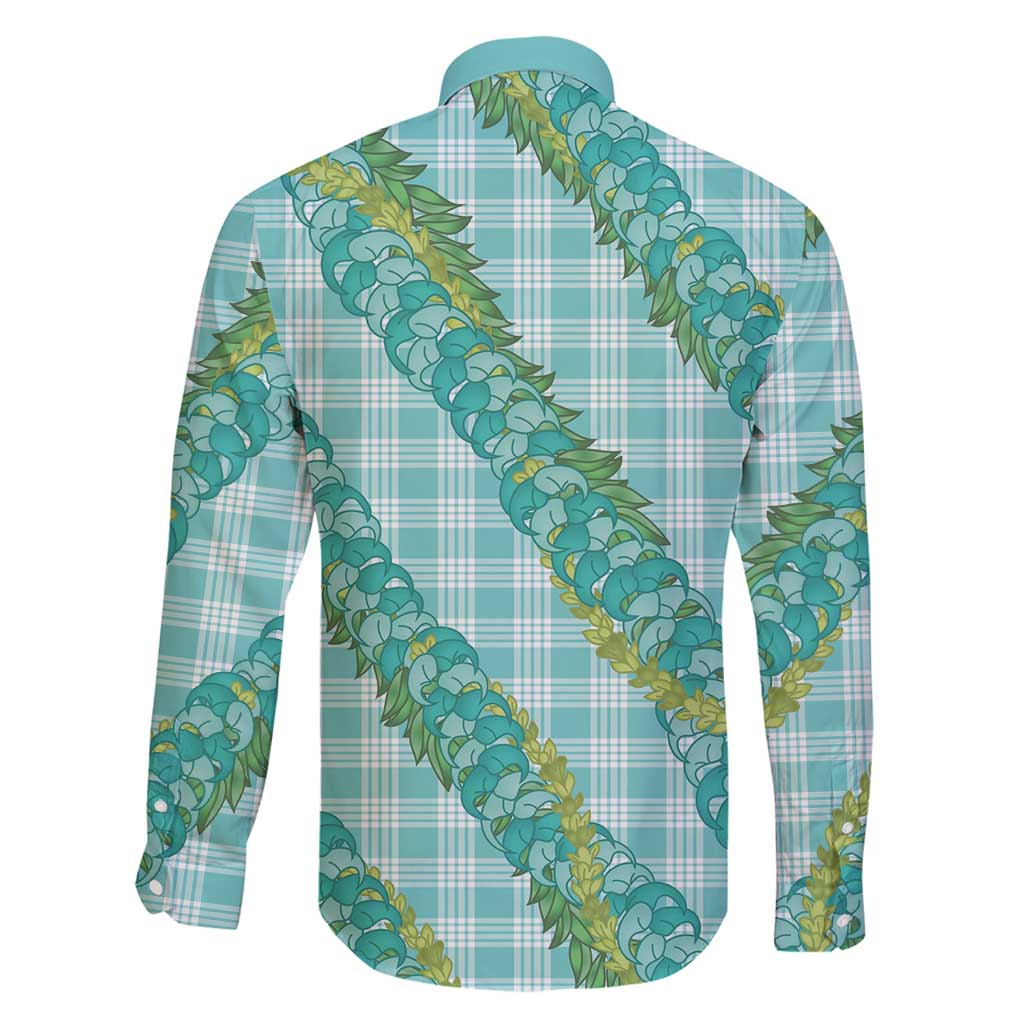 Hawaii Jade Vine Lei Family Matching Mermaid Dress and Hawaiian Shirt Aloha Palaka Motif - Turquoise LT14 - Polynesian Pride