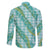 Hawaii Jade Vine Lei Family Matching Off The Shoulder Long Sleeve Dress and Hawaiian Shirt Aloha Palaka Motif - Turquoise - Polynesian Pride
