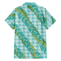 Hawaii Jade Vine Lei Family Matching Off Shoulder Maxi Dress and Hawaiian Shirt Aloha Palaka Motif - Turquoise - Polynesian Pride