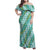 Hawaii Jade Vine Lei Family Matching Off Shoulder Maxi Dress and Hawaiian Shirt Aloha Palaka Motif - Turquoise - Polynesian Pride