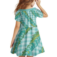 Hawaii Jade Vine Lei Family Matching Puletasi and Hawaiian Shirt Aloha Palaka Motif - Turquoise LT14 - Polynesian Pride