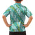 Hawaii Jade Vine Lei Family Matching Short Sleeve Bodycon Dress and Hawaiian Shirt Aloha Palaka Motif - Turquoise - Polynesian Pride