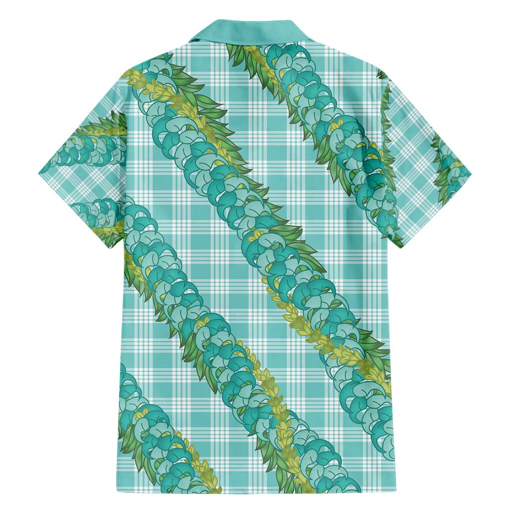 Hawaii Jade Vine Lei Family Matching Short Sleeve Bodycon Dress and Hawaiian Shirt Aloha Palaka Motif - Turquoise LT14 - Polynesian Pride