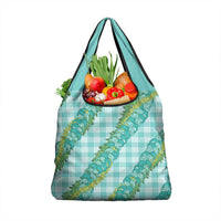 Hawaii Jade Vine Lei Grocery Bag Aloha Palaka Motif - Turquoise - Polynesian Pride