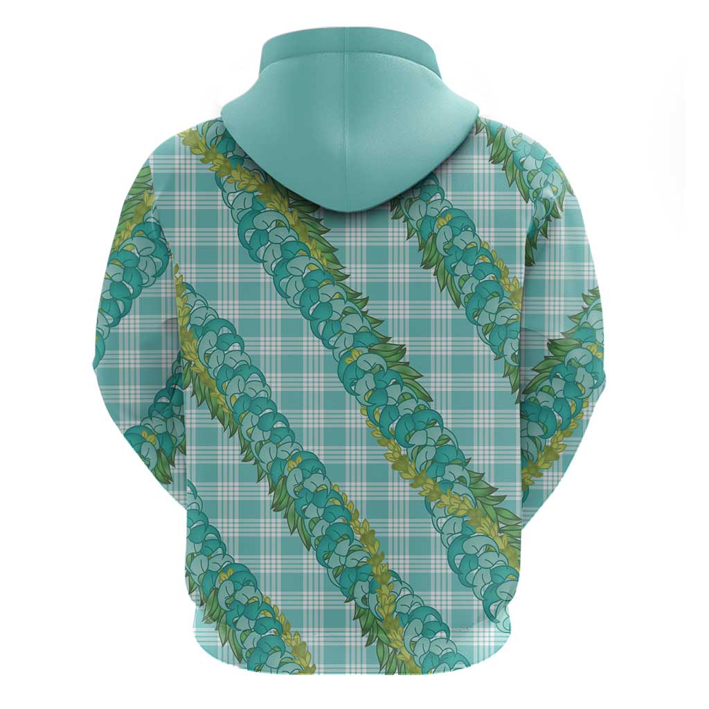 Hawaii Jade Vine Lei Hoodie Aloha Palaka Motif - Turquoise - Polynesian Pride