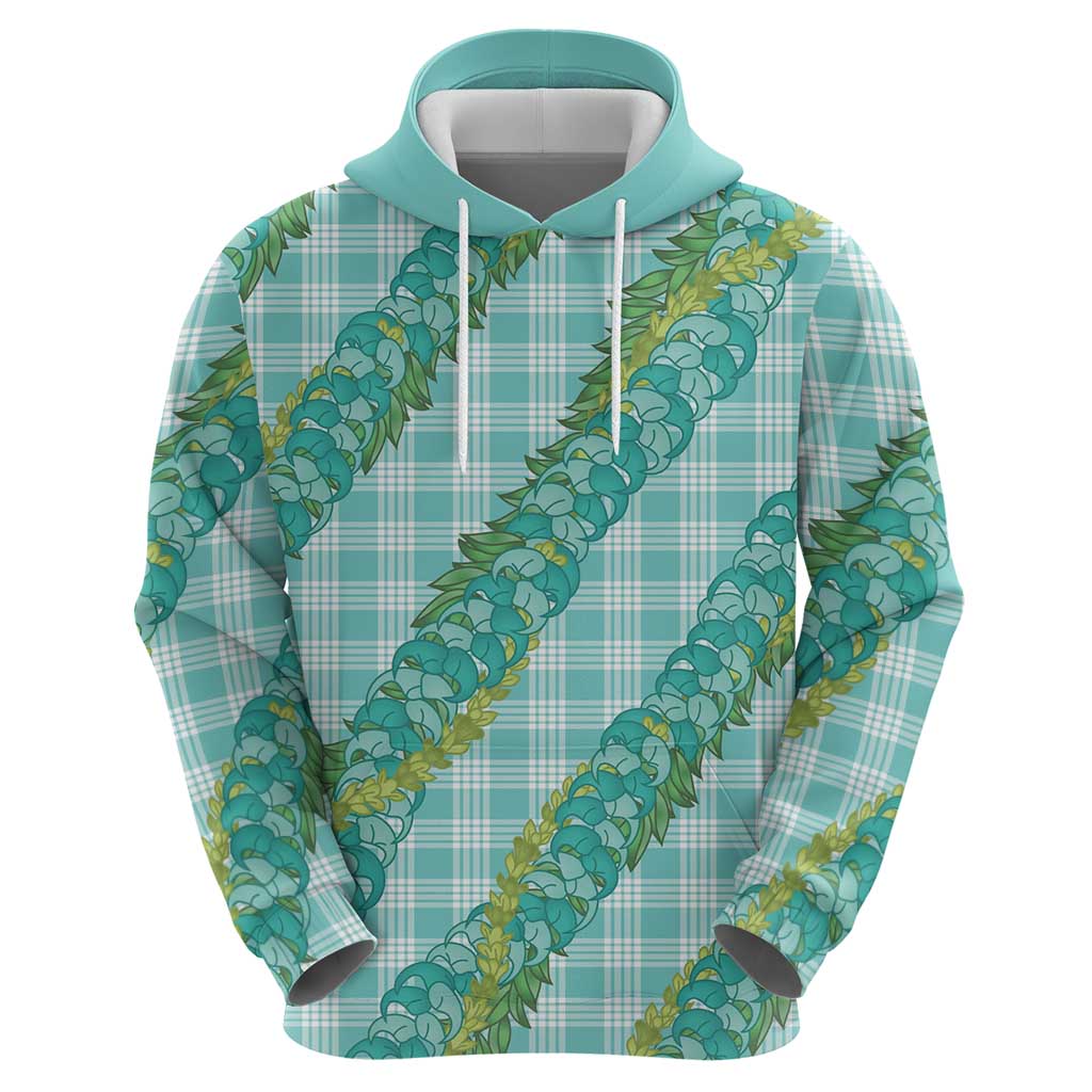 Hawaii Jade Vine Lei Hoodie Aloha Palaka Motif - Turquoise - Polynesian Pride