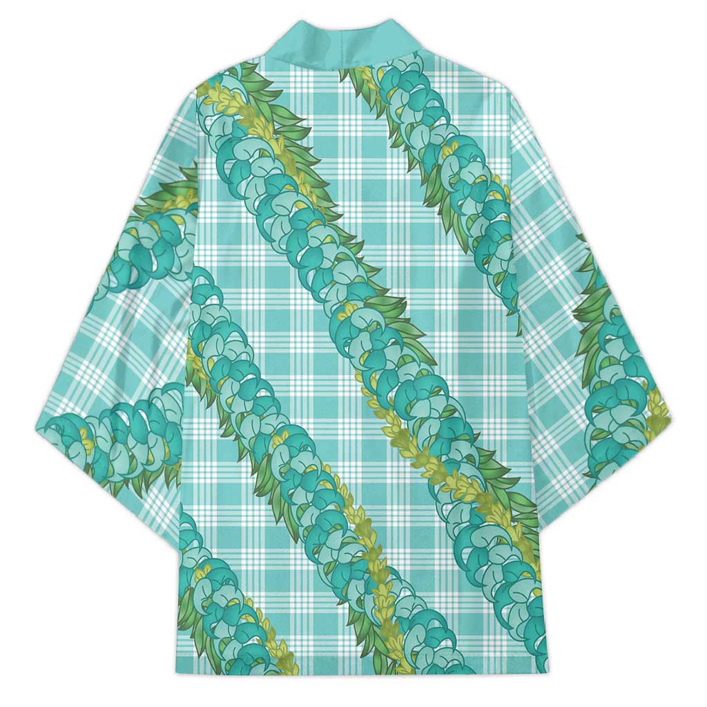 Hawaii Jade Vine Lei Kimono Aloha Palaka Motif - Turquoise - Polynesian Pride