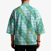 Hawaii Jade Vine Lei Kimono Aloha Palaka Motif - Turquoise - Polynesian Pride