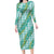 Hawaii Jade Vine Lei Long Sleeve Bodycon Dress Aloha Palaka Motif - Turquoise - Polynesian Pride