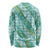 Hawaii Jade Vine Lei Long Sleeve Shirt Aloha Palaka Motif - Turquoise - Polynesian Pride
