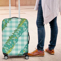 Hawaii Jade Vine Lei Luggage Cover Aloha Palaka Motif - Turquoise - Polynesian Pride