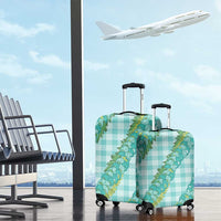 Hawaii Jade Vine Lei Luggage Cover Aloha Palaka Motif - Turquoise - Polynesian Pride