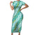 Hawaii Jade Vine Lei Short Sleeve Bodycon Dress Aloha Palaka Motif - Turquoise - Polynesian Pride
