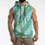Hawaii Jade Vine Lei Sleeveless Hoodie Aloha Palaka Motif - Turquoise - Polynesian Pride