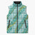 Hawaii Jade Vine Lei Sleeveless Puffer Jacket Aloha Palaka Motif - Turquoise - Polynesian Pride