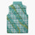 Hawaii Jade Vine Lei Sleeveless Puffer Jacket Aloha Palaka Motif - Turquoise - Polynesian Pride