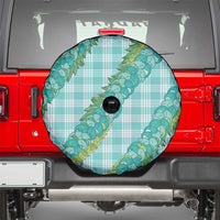 Hawaii Jade Vine Lei Spare Tire Cover Aloha Palaka Motif - Turquoise - Polynesian Pride