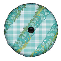 Hawaii Jade Vine Lei Spare Tire Cover Aloha Palaka Motif - Turquoise - Polynesian Pride