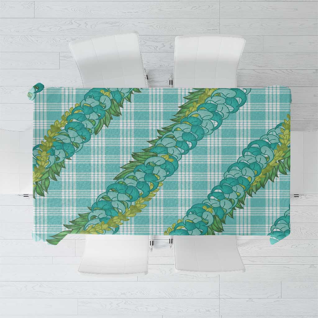 Hawaii Jade Vine Lei Tablecloth Aloha Palaka Motif - Turquoise - Polynesian Pride