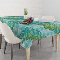 Hawaii Jade Vine Lei Tablecloth Aloha Palaka Motif - Turquoise - Polynesian Pride