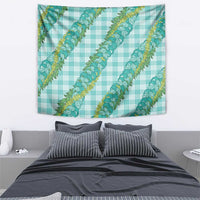 Hawaii Jade Vine Lei Tapestry Aloha Palaka Motif - Turquoise - Polynesian Pride
