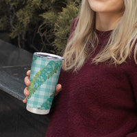 Hawaii Jade Vine Lei Tumbler Cup Aloha Palaka Motif - Turquoise - Polynesian Pride