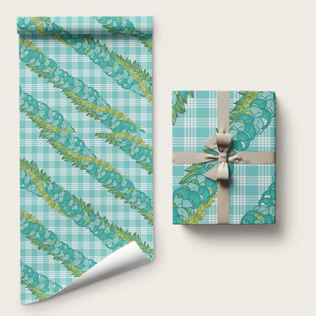 Hawaii Jade Vine Lei Wrapping Paper Aloha Palaka Motif - Turquoise - Polynesian Pride