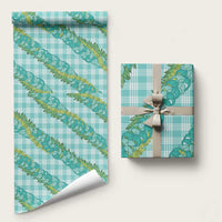 Hawaii Jade Vine Lei Wrapping Paper Aloha Palaka Motif - Turquoise - Polynesian Pride