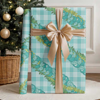 Hawaii Jade Vine Lei Wrapping Paper Aloha Palaka Motif - Turquoise - Polynesian Pride