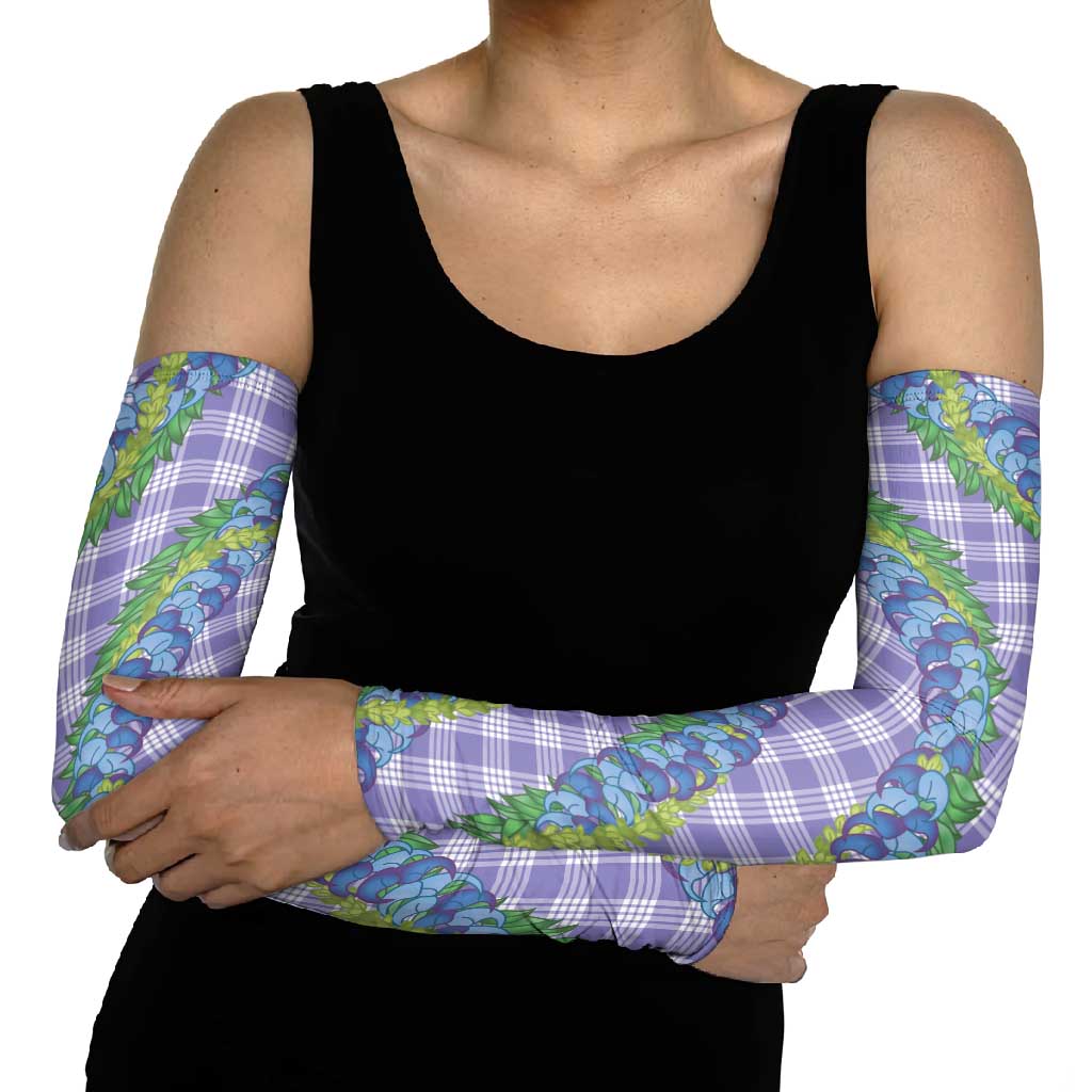 Hawaii Jade Vine Lei Arm Sleeves Aloha Palaka Motif - Purple - Polynesian Pride