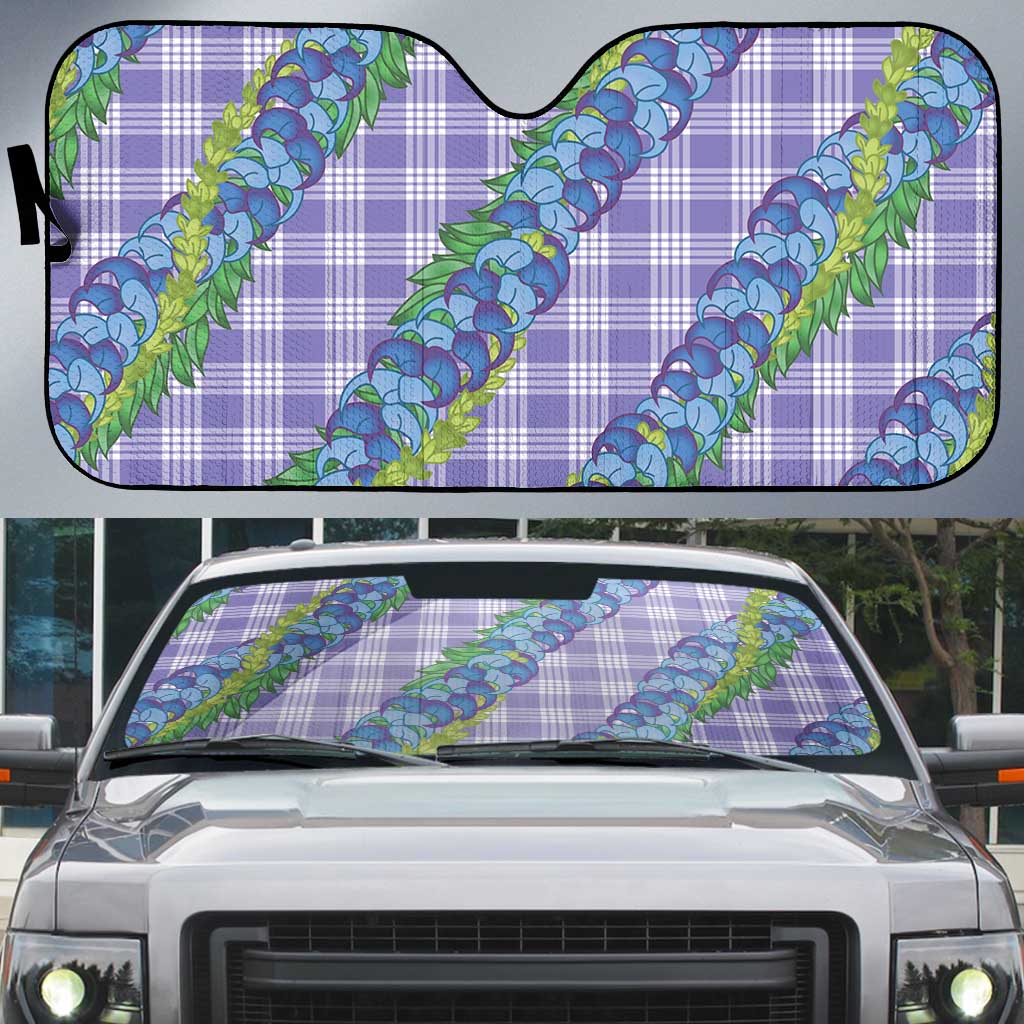 Hawaii Jade Vine Lei Auto Sun Shade Aloha Palaka Motif - Purple - Polynesian Pride