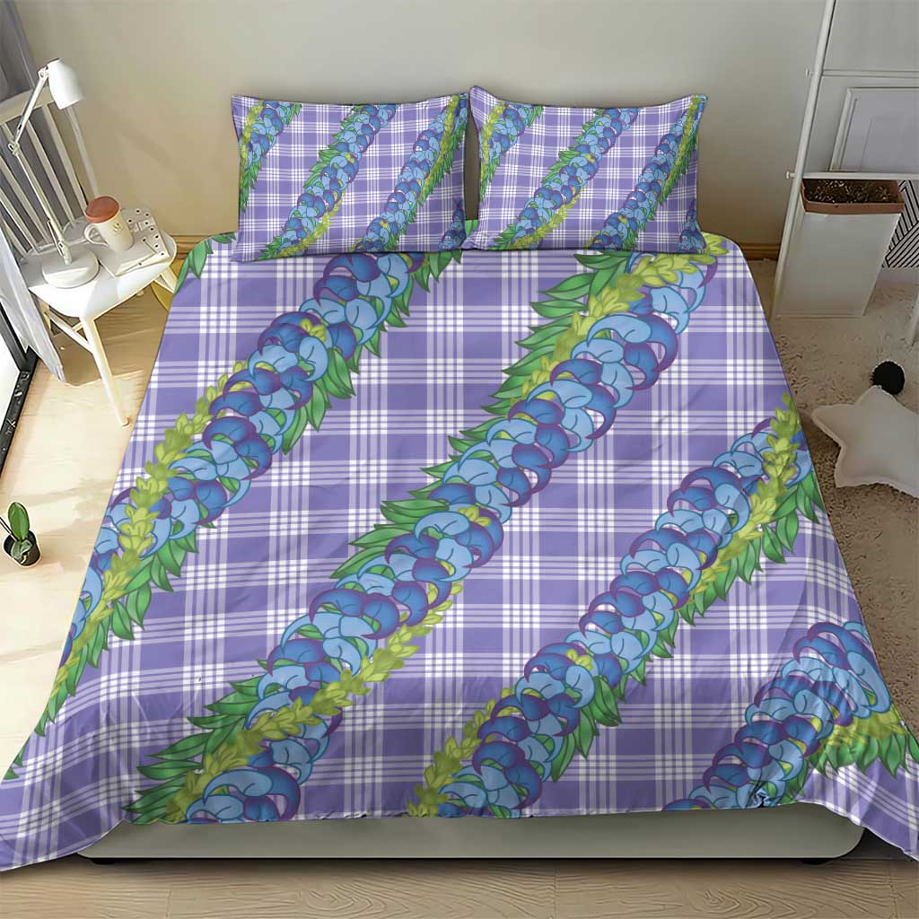 Hawaii Jade Vine Lei Bedding Set Aloha Palaka Motif - Purple - Polynesian Pride