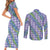 Hawaii Jade Vine Lei Couples Matching Short Sleeve Bodycon Dress and Long Sleeve Button Shirt Aloha Palaka Motif - Purple - Polynesian Pride
