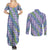 Hawaii Jade Vine Lei Couples Matching Summer Maxi Dress and Long Sleeve Button Shirt Aloha Palaka Motif - Purple - Polynesian Pride