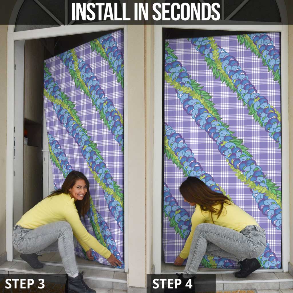 Hawaii Jade Vine Lei Door Cover Aloha Palaka Motif - Purple - Polynesian Pride