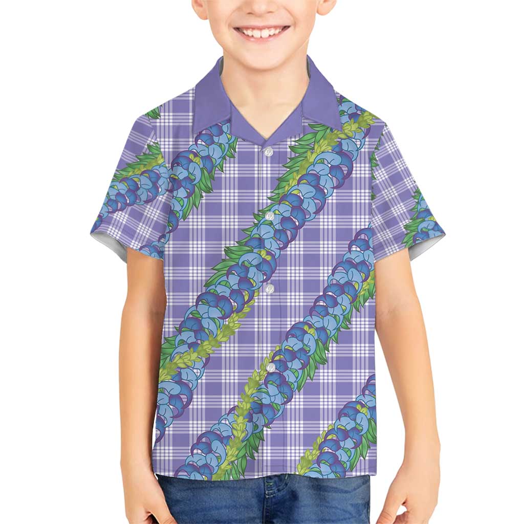Hawaii Jade Vine Lei Family Matching Puletasi and Hawaiian Shirt Aloha Palaka Motif - Purple LT14 Son's Shirt Purple - Polynesian Pride