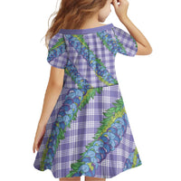 Hawaii Jade Vine Lei Family Matching Short Sleeve Bodycon Dress and Hawaiian Shirt Aloha Palaka Motif - Purple LT14 - Polynesian Pride