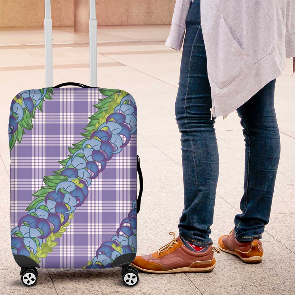 Hawaii Jade Vine Lei Luggage Cover Aloha Palaka Motif - Purple - Polynesian Pride