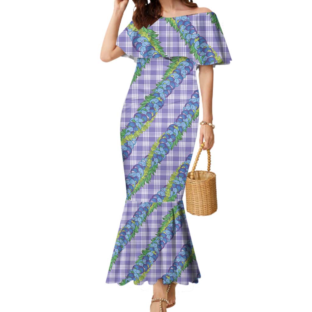 Hawaii Jade Vine Lei Mermaid Dress Aloha Palaka Motif - Purple - Polynesian Pride