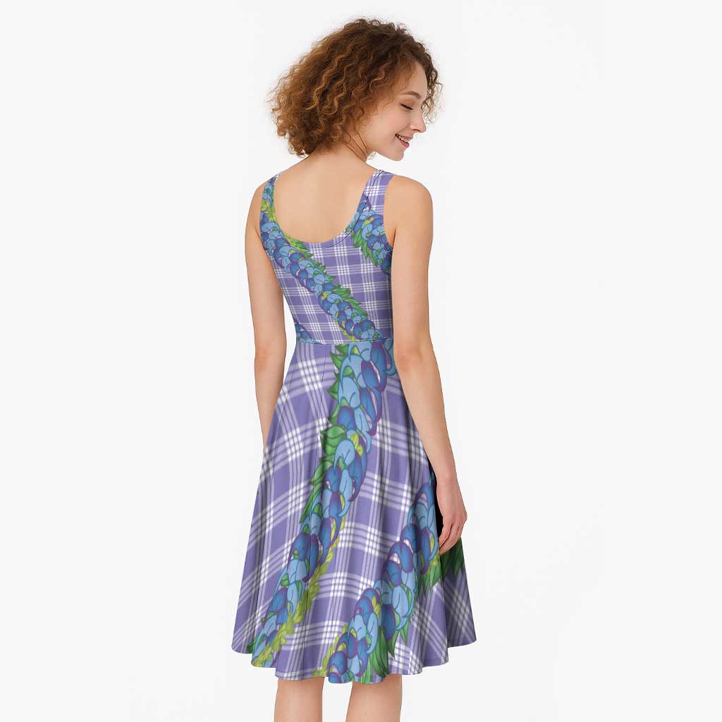 Hawaii Jade Vine Lei Midi Dress Aloha Palaka Motif - Purple - Polynesian Pride
