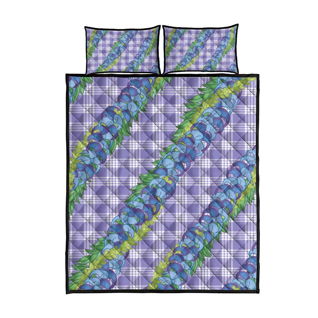 Hawaii Jade Vine Lei Quilt Bed Set Aloha Palaka Motif - Purple - Polynesian Pride