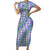 Hawaii Jade Vine Lei Short Sleeve Bodycon Dress Aloha Palaka Motif - Purple - Polynesian Pride