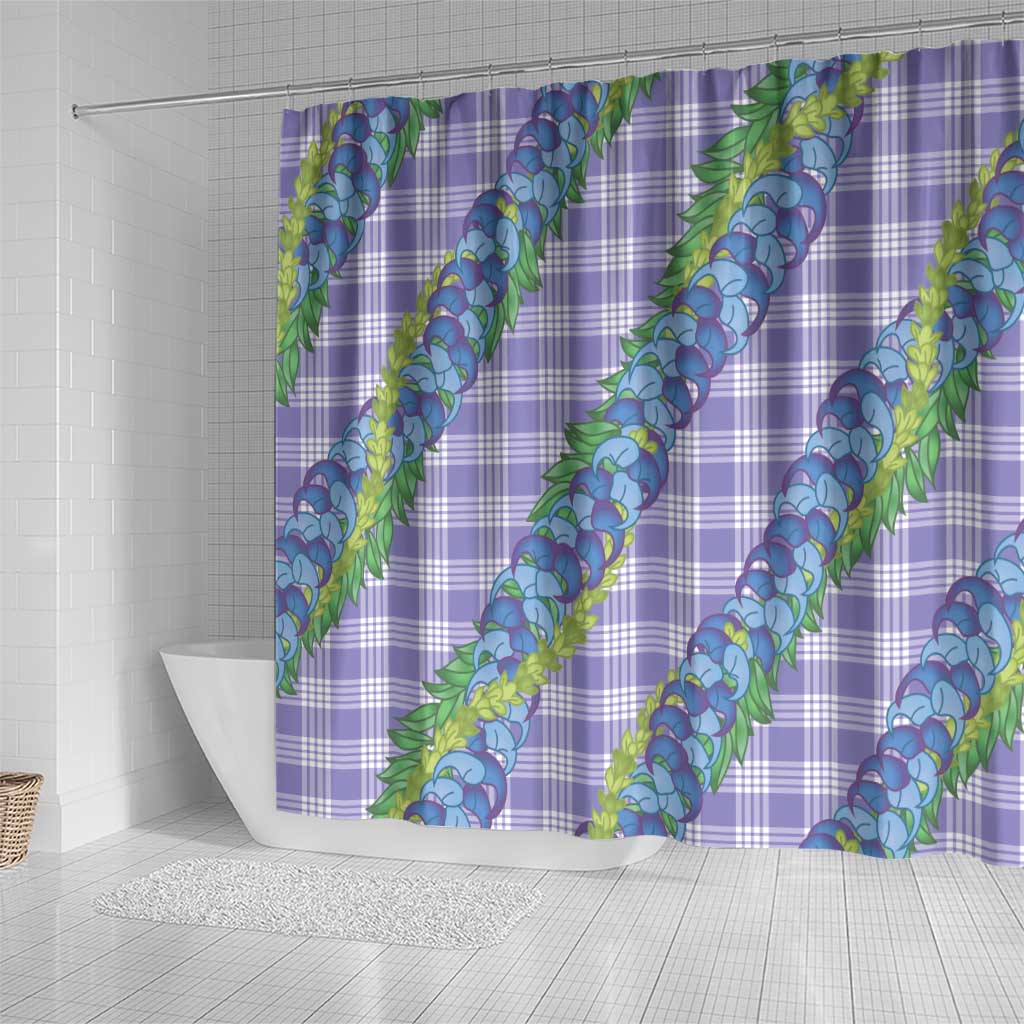 Hawaii Jade Vine Lei Shower Curtain Aloha Palaka Motif - Purple - Polynesian Pride