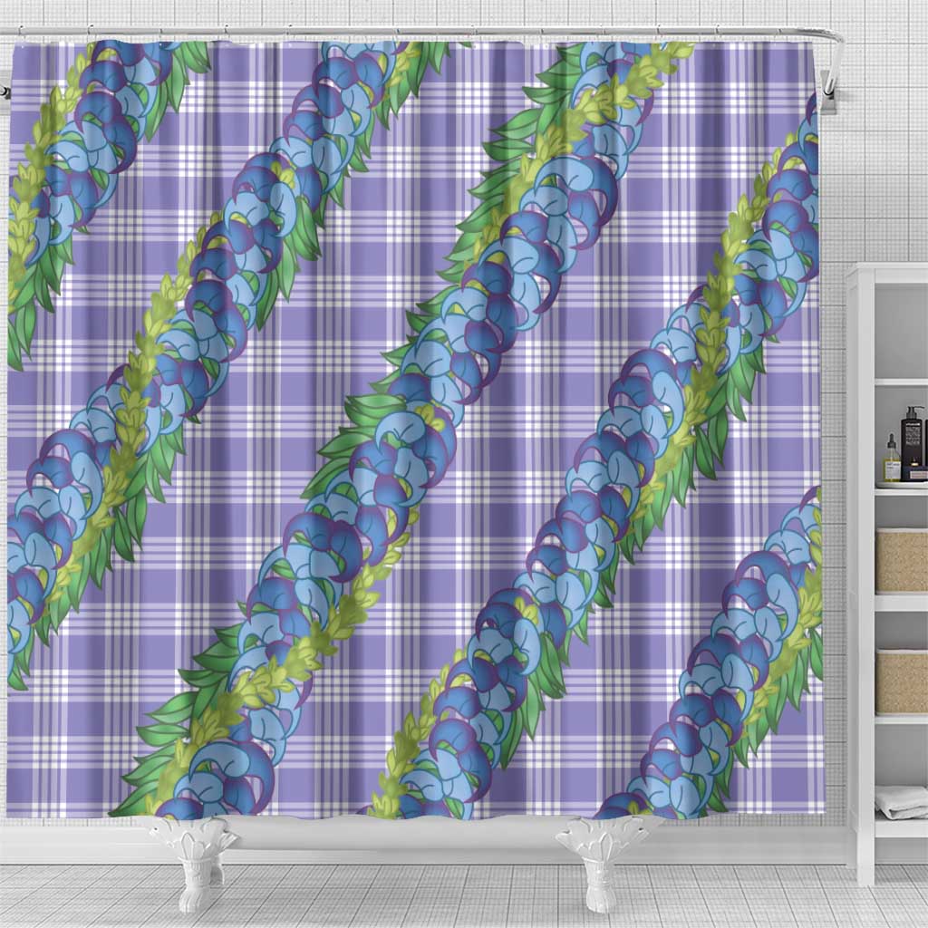 Hawaii Jade Vine Lei Shower Curtain Aloha Palaka Motif - Purple - Polynesian Pride