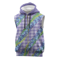 Hawaii Jade Vine Lei Sleeveless Zip Hoodie Aloha Palaka Motif - Purple - Polynesian Pride