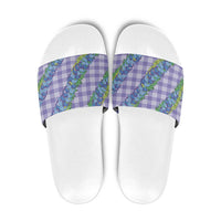 Hawaii Jade Vine Lei Slide Sandals Aloha Palaka Motif - Purple - Polynesian Pride