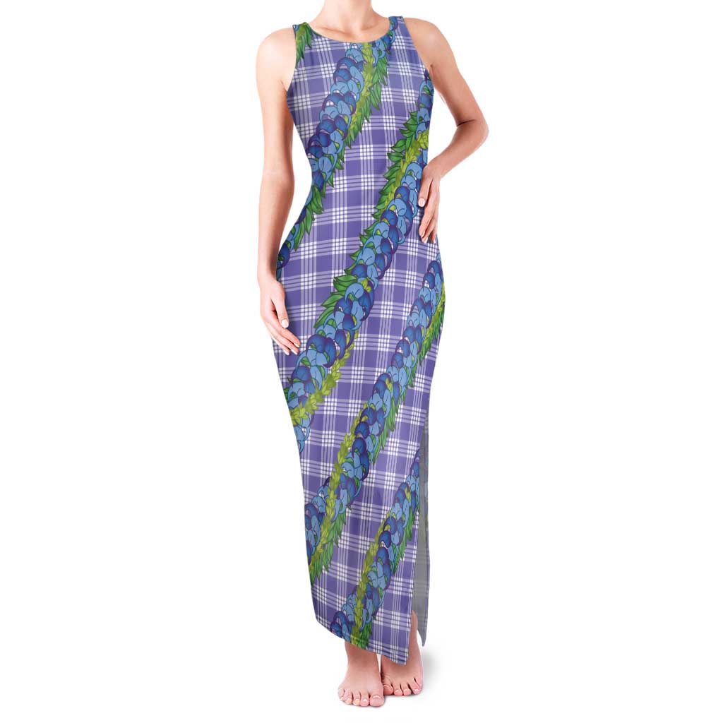 Hawaii Jade Vine Lei Tank Maxi Dress Aloha Palaka Motif - Purple - Polynesian Pride