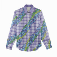 Hawaii Jade Vine Lei Women Casual Shirt Aloha Palaka Motif - Purple - Polynesian Pride